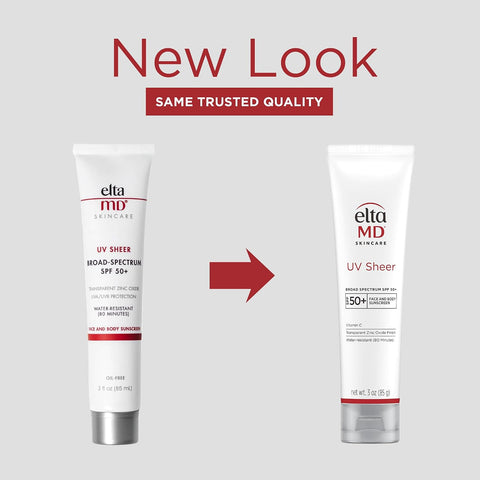 EltaMD UV Sheer Face and Body Sunscreen with Zinc Oxide, SPF 50+, 3 oz | Combined Moisturizer and Sunscreen, No White Cast, Lightweight, Sheer Finish, Water Resistant Up to 80 Minutes