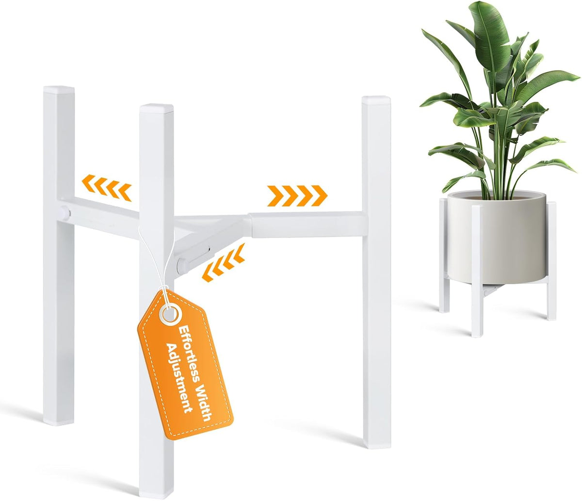 Plant Stand Indoor Adjustable, Metal Modern Indoor Plant Stand, Heavy Duty Plant Stands Outdoor Corner, Stable Plant Holder, Fits 8 to 12 Inches Pots, White, 1 Pack, Pot & Plant Not Included