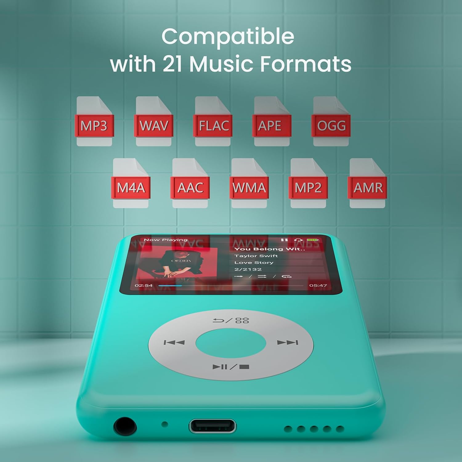 MP3 Player with Bluetooth Y1 64GB Video EBOOK Green