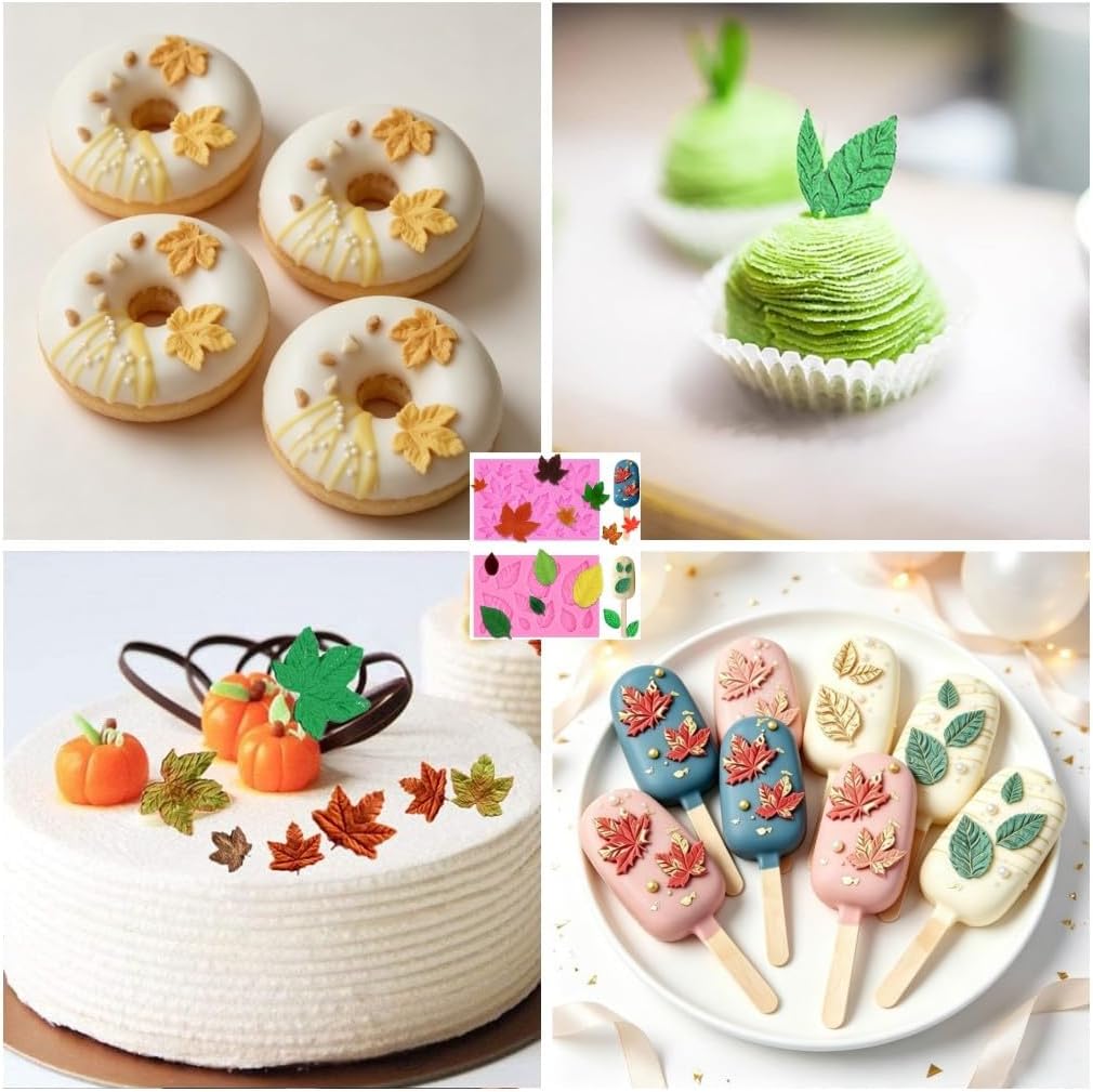 Leaf Mold Silicone Leaves Fondant Molds,Tree Leaves Mold for Cake Decoration,Maple Leaves Candy Mold,Cupcake Topper,Polymer Clay,Crafting,Chocolate,Resin Mold