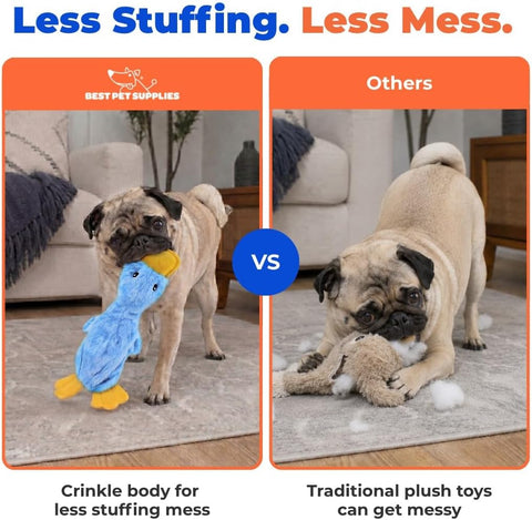 Best Pet Supplies Interactive Squeaky Dog Toy - Crinkle Duck, Blue