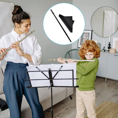2 Sets Black Flute Cleaning Rod and Cloth, Flute Cleaning Kit
