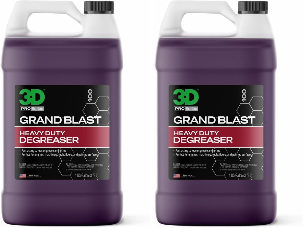 3D Grand Blast Engine Degreaser – Heavy Duty Biodegradable Cleaner for Engines, Wheels, Exhausts & More – Fast-Acting, Non-Staining – Made in USA – 1 Gallon (Pack of 2)
