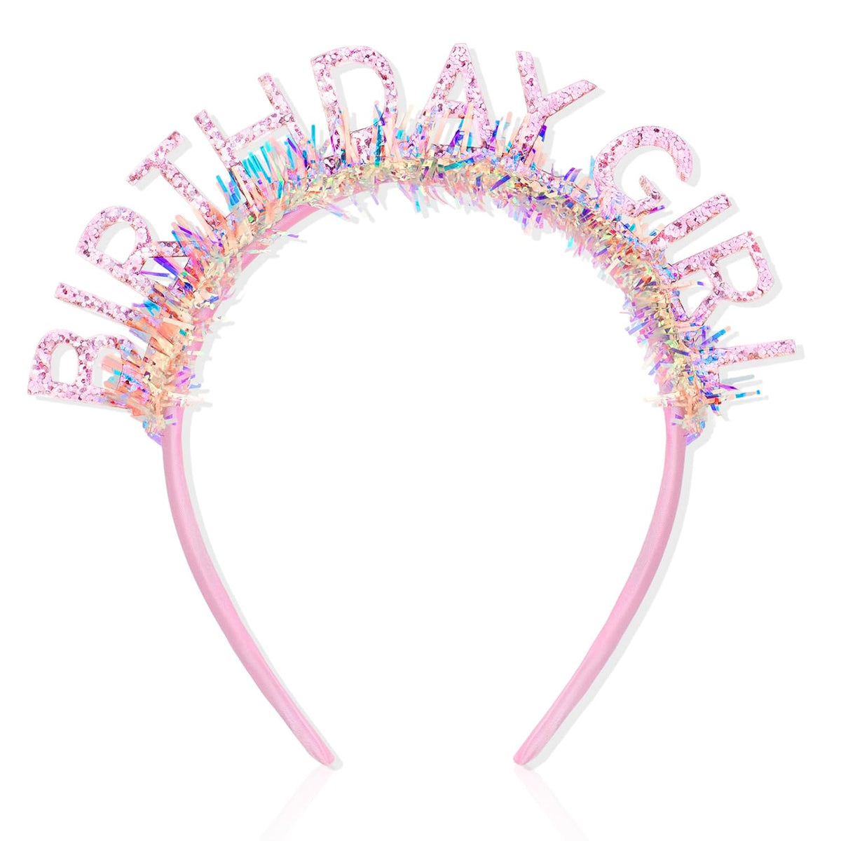 CIEHER Birthday Girl Headband Birthday Crown for Women Girls Pink