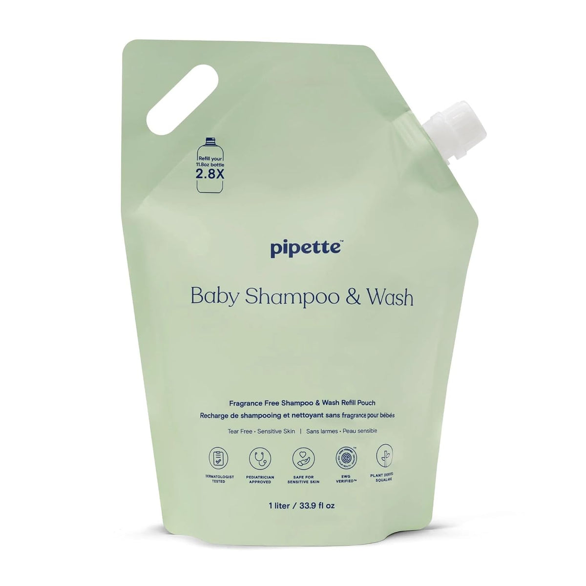Pipette Baby Fragrance Free Shampoo and Wash, 33 Fl Oz (Pack of 1)