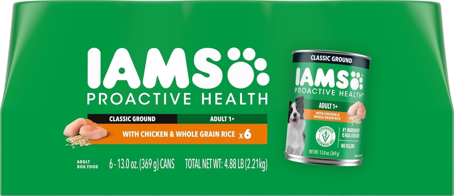 IAMS Proactive Health Ground Wet Dog Food, Chicken, 13 oz, 6-Pack