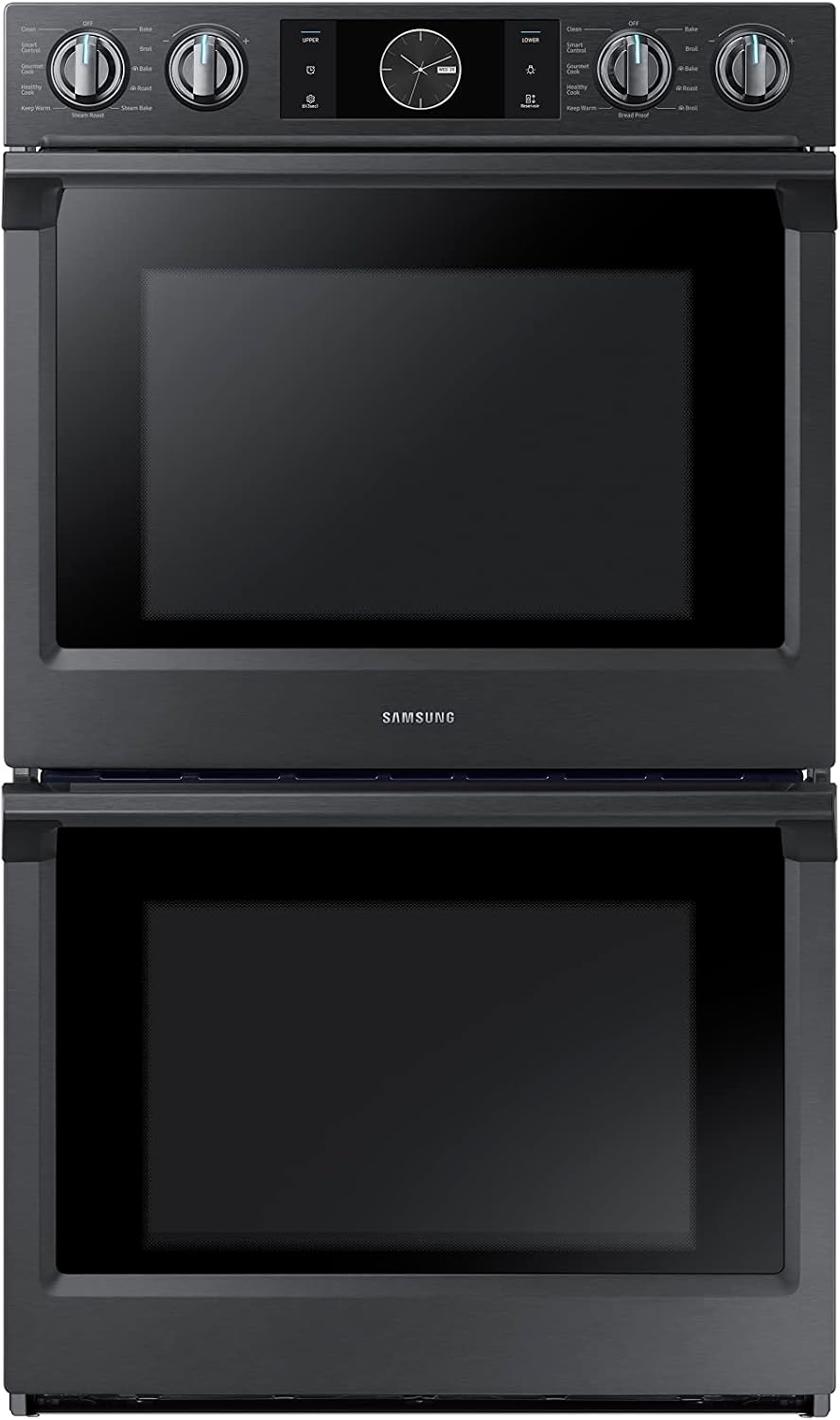 SAMSUNG 30" Smart Double Wall Oven w/Flex Duo, Steam Cook, Wi-Fi, Large Oven Capacity, NV51K7770DG/AA, Fingerprint Resistant Stainless Steel, Black
