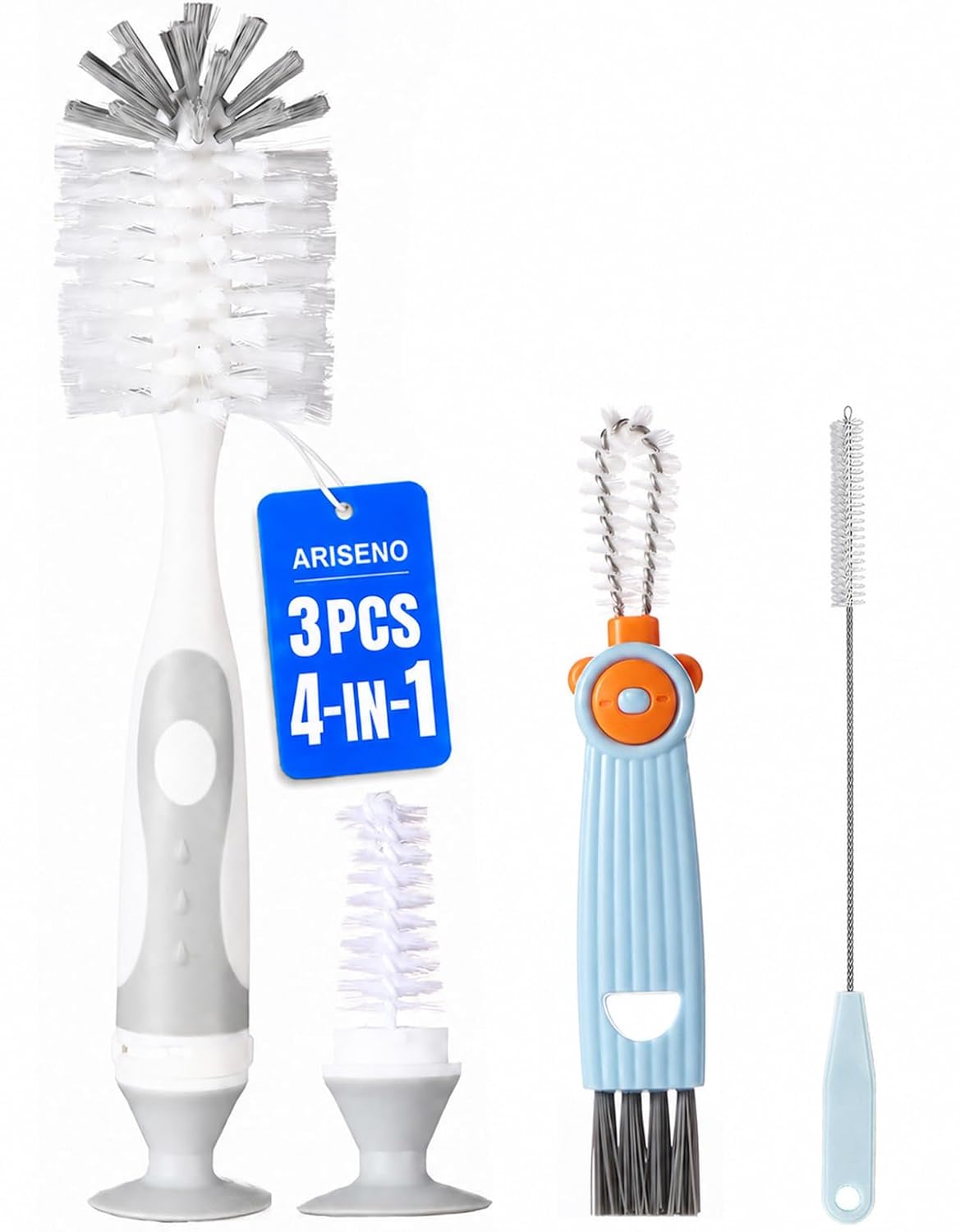 4-in-1 Baby Bottle Brush Set, Gray