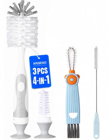 4-in-1 Baby Bottle Brush Set, Gray