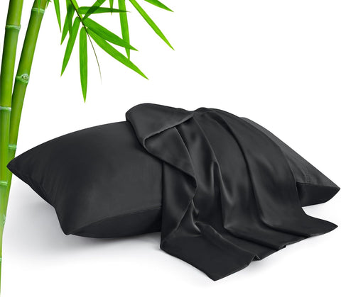 BEDELITE Pillow Cases Standard Size 2Pcs, Rayon Derived from Bamboo, Black