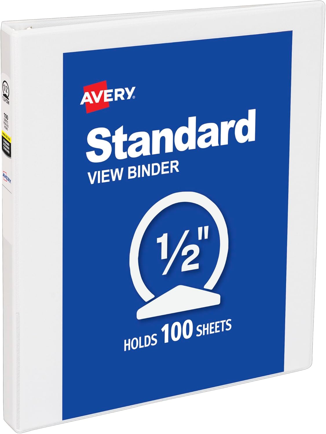 Avery Standard View 3 Ring Binder, 0.5" Round Rings, 1 White Binder
