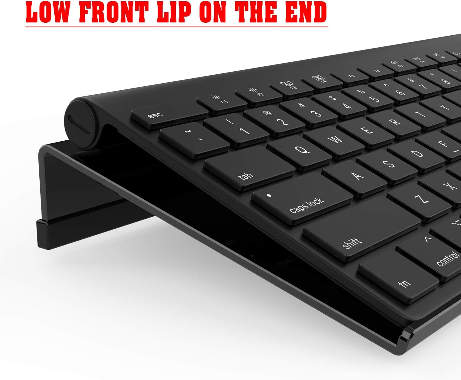 KOTEMON Mini Computer Keyboard Stand-11.8'' x 5.1''-Small Computer Keyboard Tray Acrylic Keyboard Holder for 78 Keys Universal Compact Keyboard, with Black Silicone Strip, Black