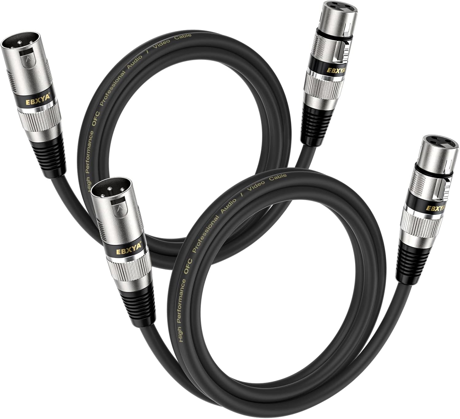 EBXYA XLR Cable 2ft 2 Pack - Mic Cables Balanced DMX Cable Male to Female
