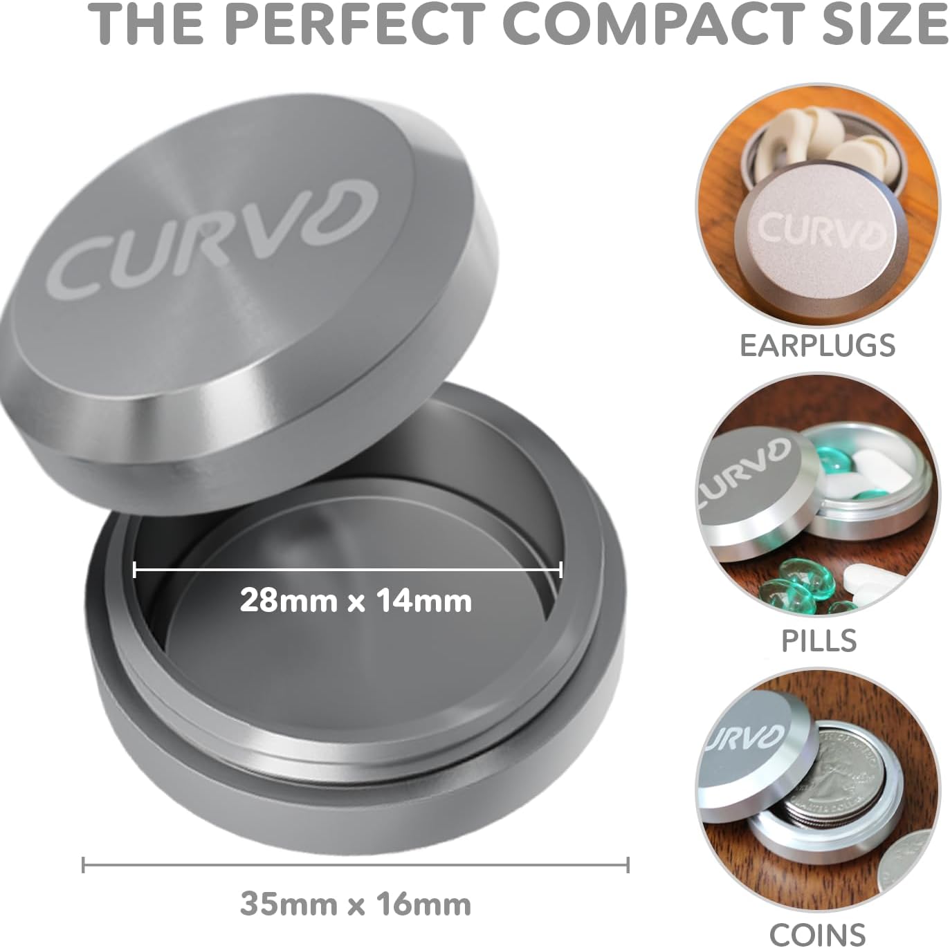 CURVD Pill Organizer & Pill Case, Waterproof Case for Earplugs (Black)
