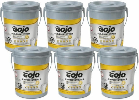 Gojo Scrubbing Towels Canister, Dual Sided Texture, 6pk x 72ct - 6396-06