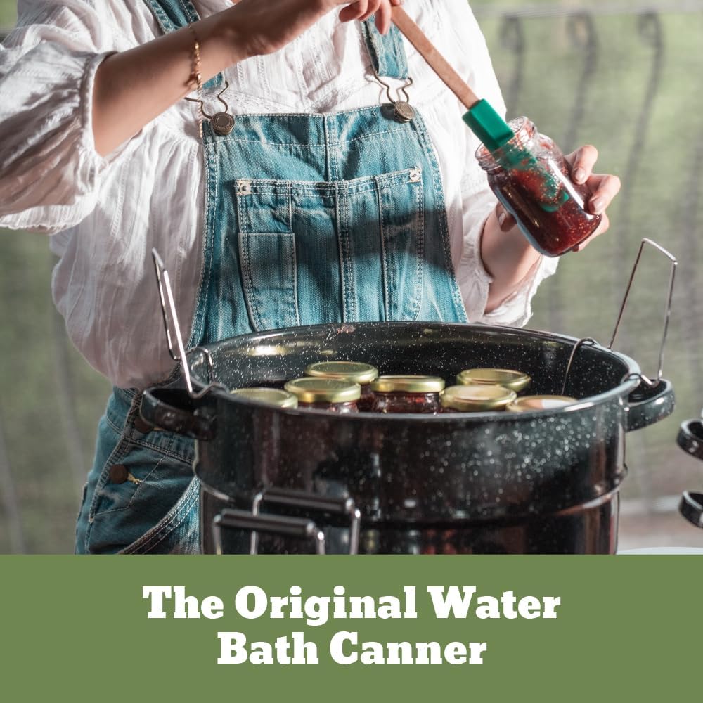 Granite Ware Canning Pot with Rack - 8 Piece Set Enamelware Water bath canner - Canning Starter Kit