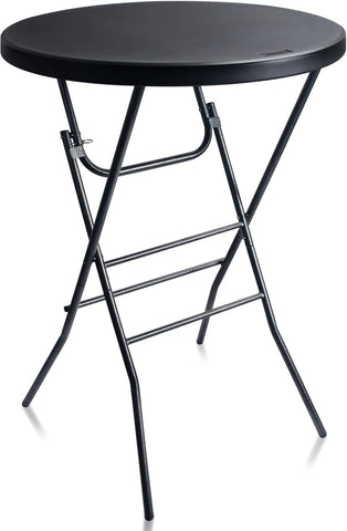 Byliable 32in Cocktail Folding Table, Round High Top Bar Table, Black