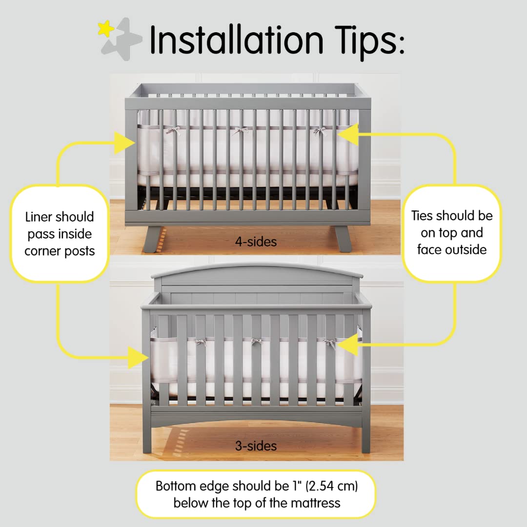 BreathableBaby Breathable Mesh Liner for Full-Size Cribs, Deluxe 4mm Mesh, Blue Haze (Size 4FS Covers 3 or 4 Sides)
