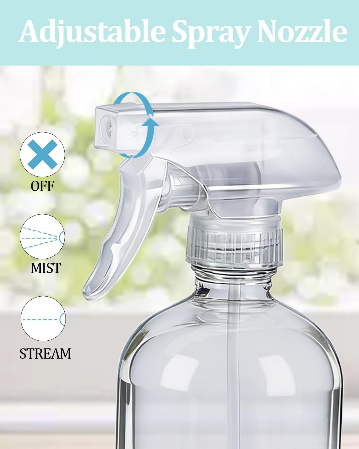 2 Pack 360° Glass Spray Bottles with Silicone Sleeve White