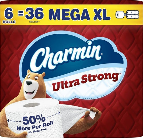 Charmin Ultra Strong Toilet Paper 6 Mega XL Rolls, 330 Sheets Per Roll