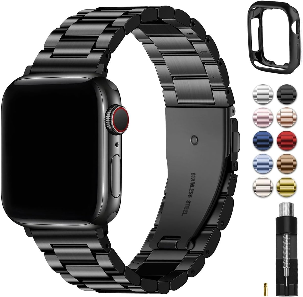 Fullmosa Metal Band with Case for Apple Watch 45/44/42/46/49/41/40/38mm