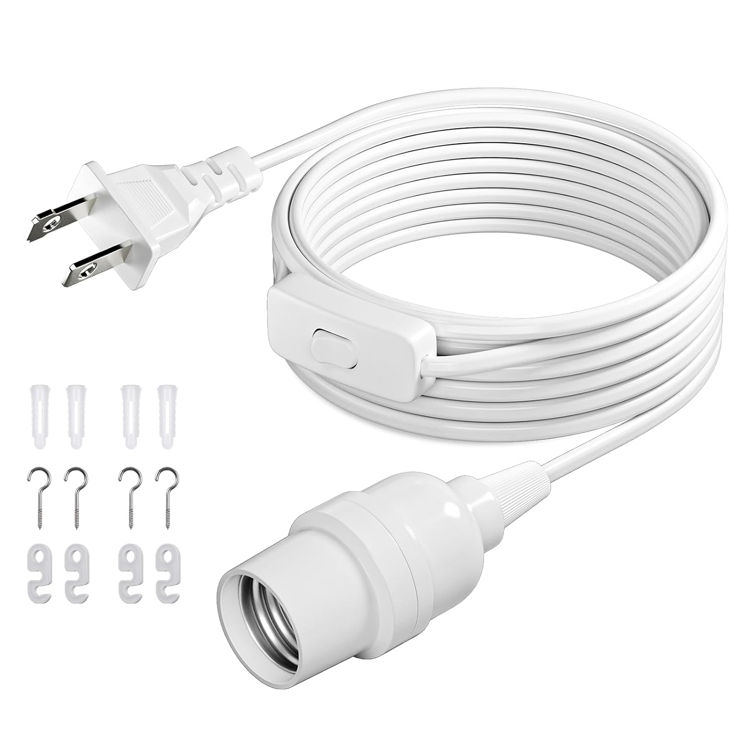 DiCUNO Pendant Light Cord, for Hanging Paper Lantern, 13 Ft, White, 1-Pack