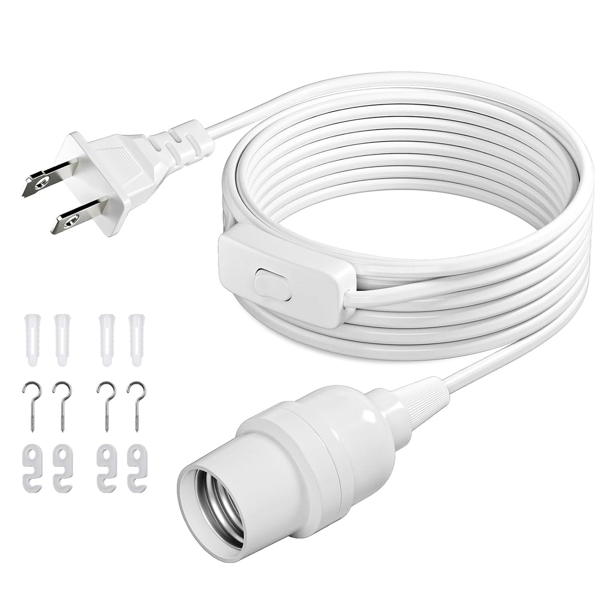 DiCUNO Pendant Light Cord, for Hanging Paper Lantern, 13 Ft, White, 1-Pack
