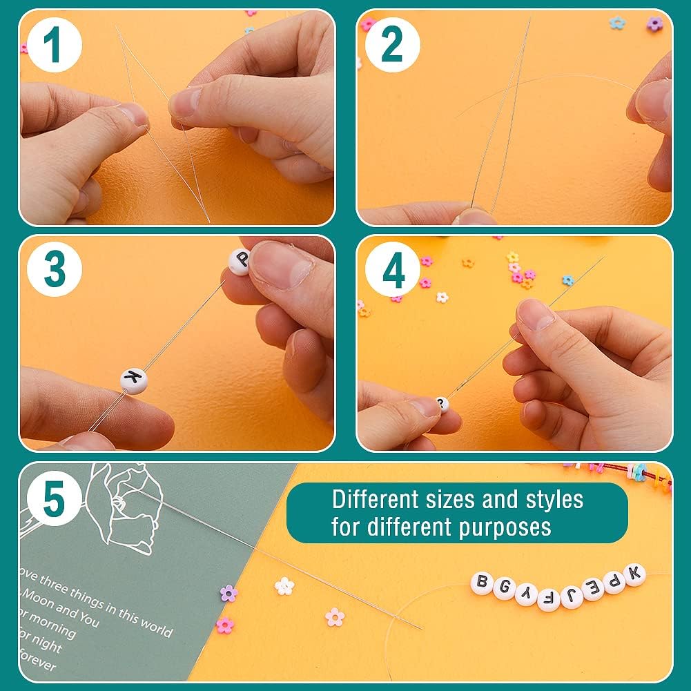 UOOU 28 Pcs Beading Needles, 4 Sizes Beading Needles for Seed Beads