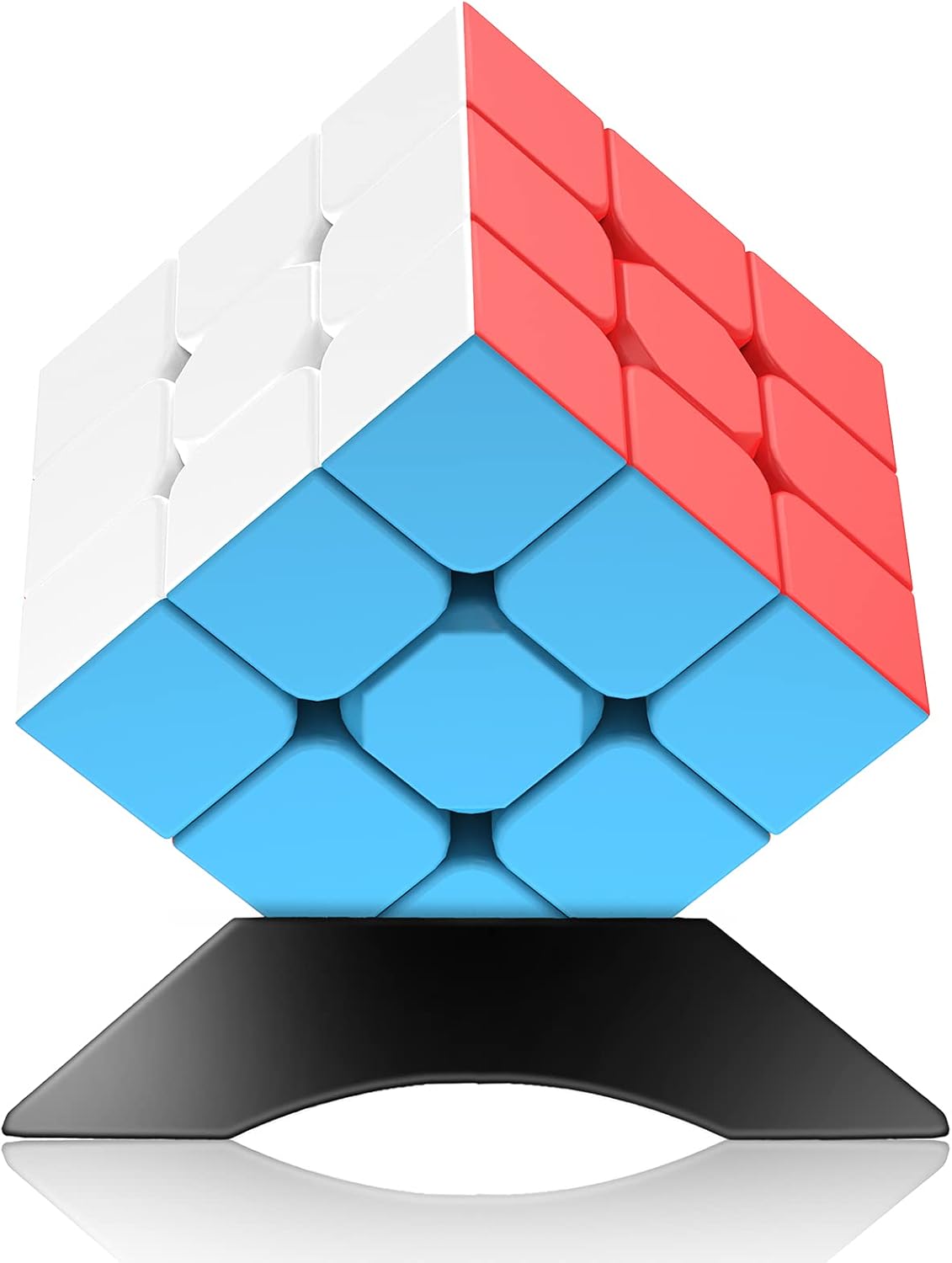 3x3 Speed Cube Stickerless with Stand & Tutorial Toy Gift for Boys 6-12