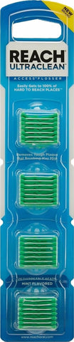 REACH Ultraclean Access Flosser Refill Heads, Mint, Plaque Remover for Teeth, Shred Resistant, for Hard to Reach Areas, Oral Care, PFAS Free, for Adults & Kids, 1 Pack, 28 Count