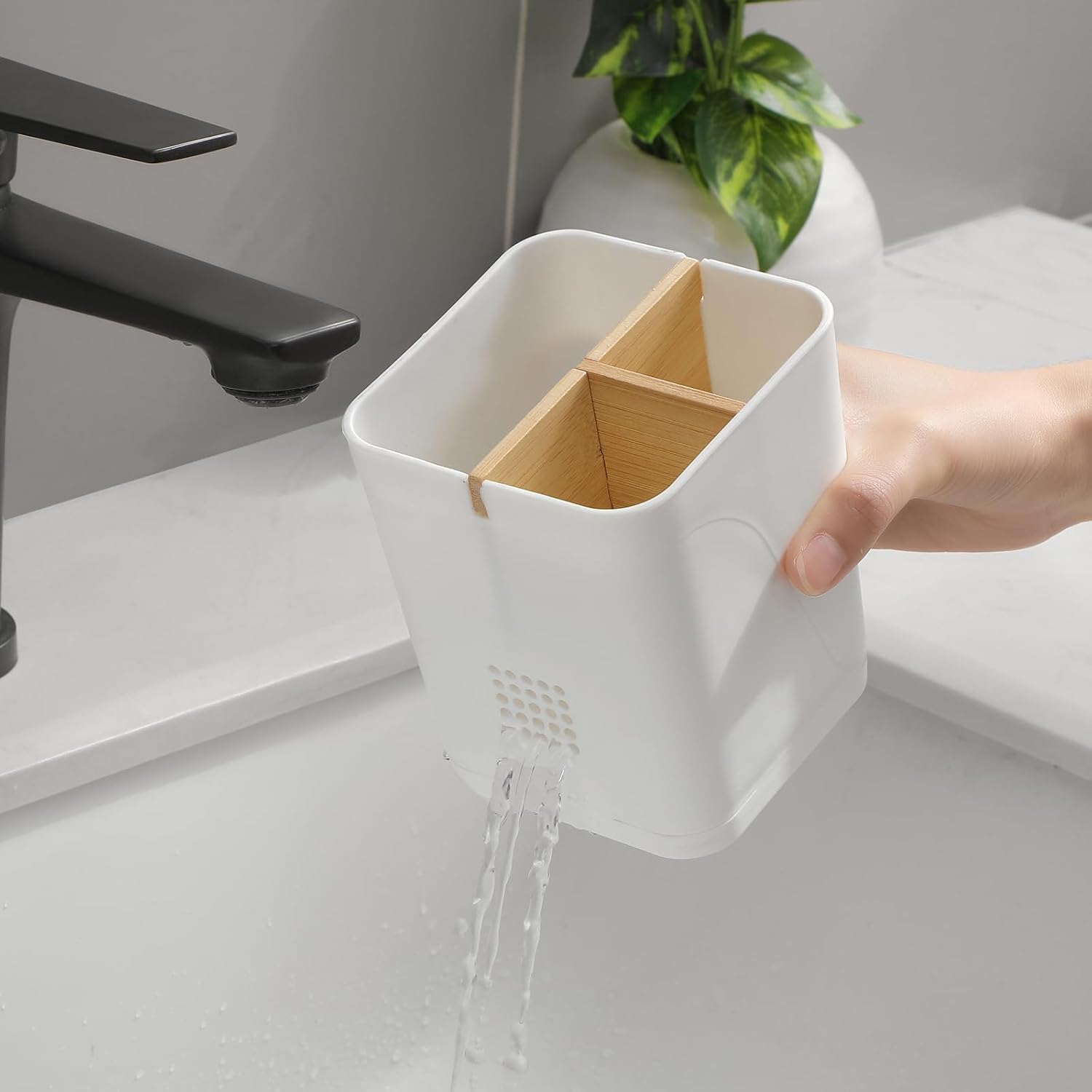 Electric Toothbrush Holder Tooth Brush and Toothpaste Organizer, White
