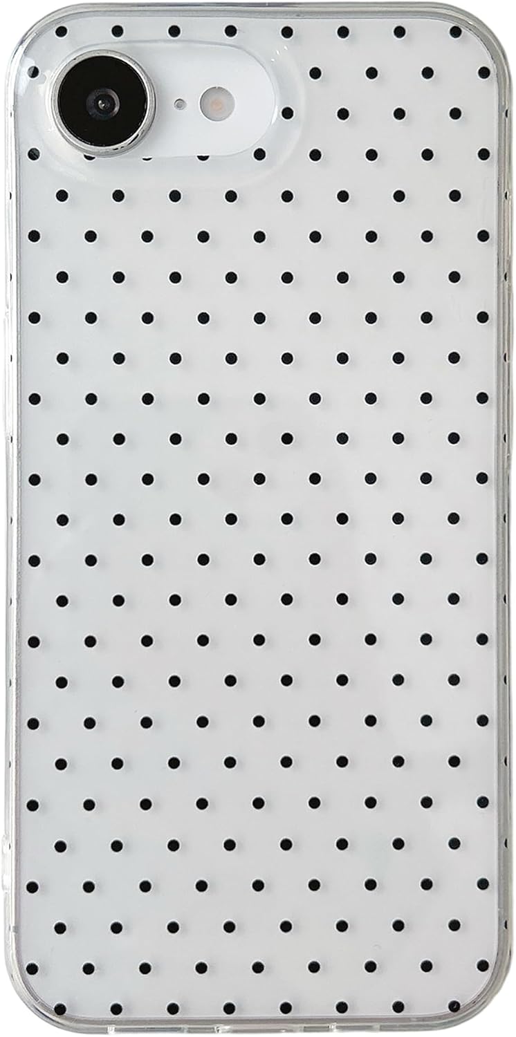 QLTYPRI Cute Polka Dot Phone Case for iPhone SE 3rd/2nd/8/7, Clear|Black