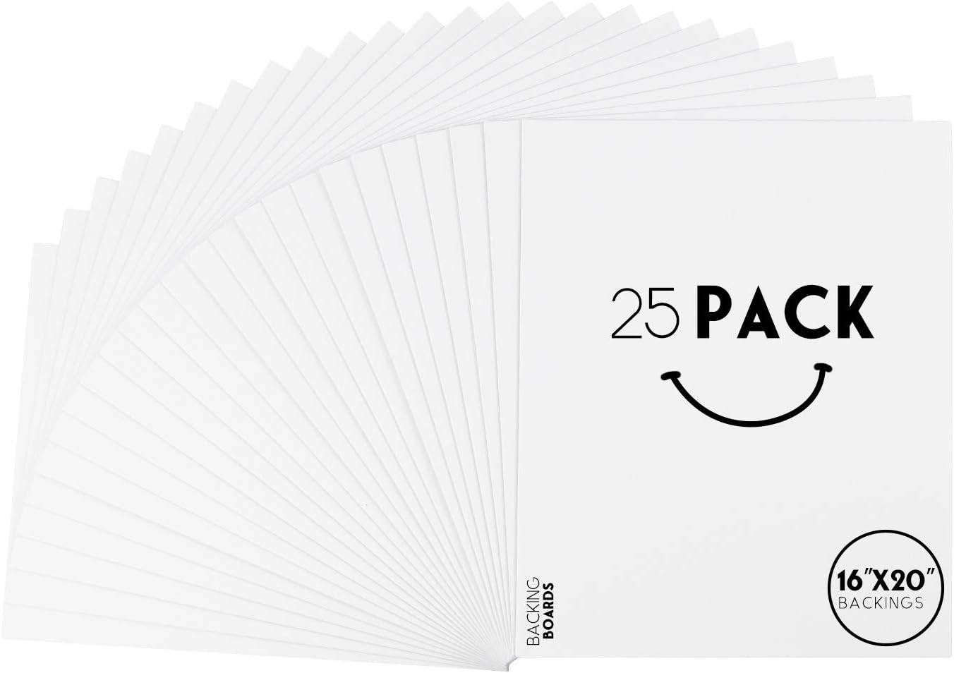 Golden State Art 16x20 Backing Boards, 25 Pack Bright White Backer Boards