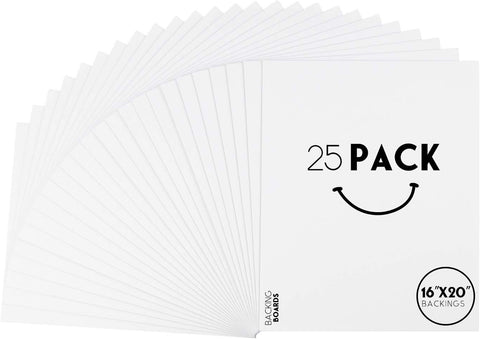 Golden State Art 16x20 Backing Boards, 25 Pack Bright White Backer Boards