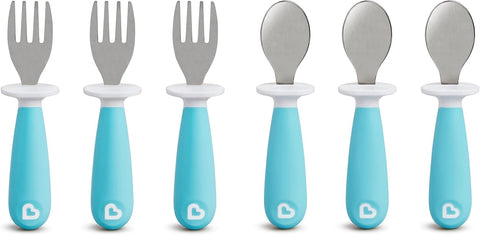 Munchkin Raise Toddler Fork and Spoon Set, BPA Free, 6 Pack, Blue
