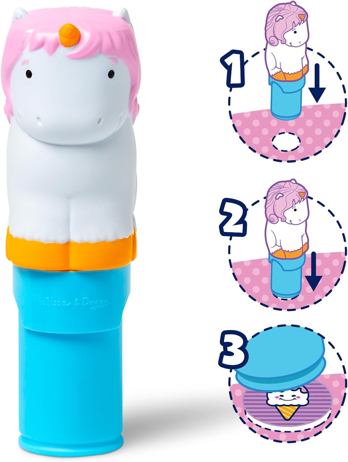 Melissa & Doug Sticker Wow!™ 24-Page Activity Pad and Sticker Stamper, 300 Stickers, Arts and Crafts Fidget Toy Collectible Character – Unicorn Creative Play Travel Toy for Girls and Boys 3+