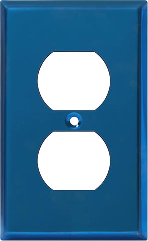 ENERLITES Duplex Receptacle Metal Wall Plate, 1-Gang, Polished Blue