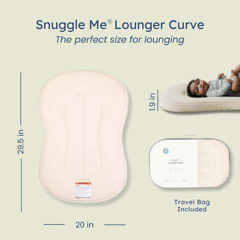 snuggle me Organic Newborn Baby Infant Lounger Pillow & Travel Bag - Natural