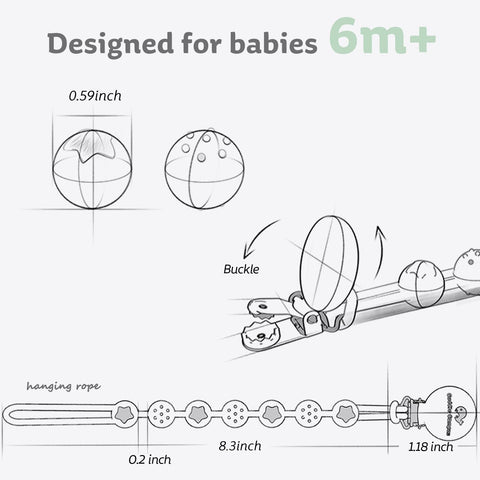 Cuddle Campus Silicone Pacifier Clip Holder with One Piece Design,Soft Flexible Binky Clips with Texture for Baby Boy and Girl Pack of 4 (6m+)