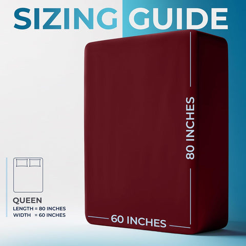 Extra Deep Pocket Queen Fitted Sheet, Fits 16-21 Inch Mattress, Burgundy