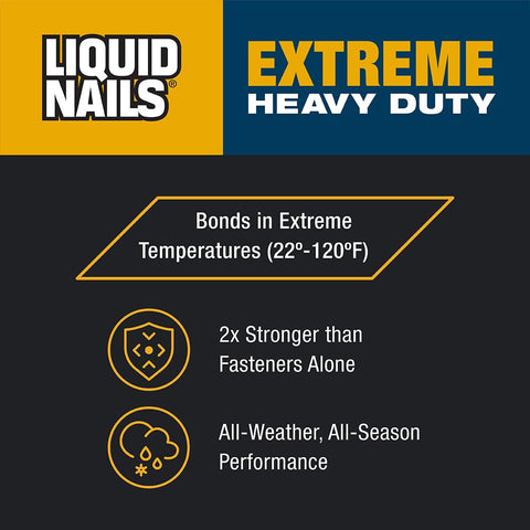 Liquid Nails Extreme Heavy Duty 10 oz. White Latex-Based Interior/Exterior Construction Adhesive Low VOC, 12 Pack