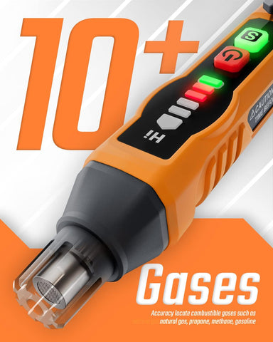 Natural Gas Detector, TopTes PT177 Gas Leak Detector with Audible & Visual Alarm, Portable Gas Sniffer to Locate Combustible Leak Sources Like Methane, Propane for Home (Includes Battery x2)-Orange