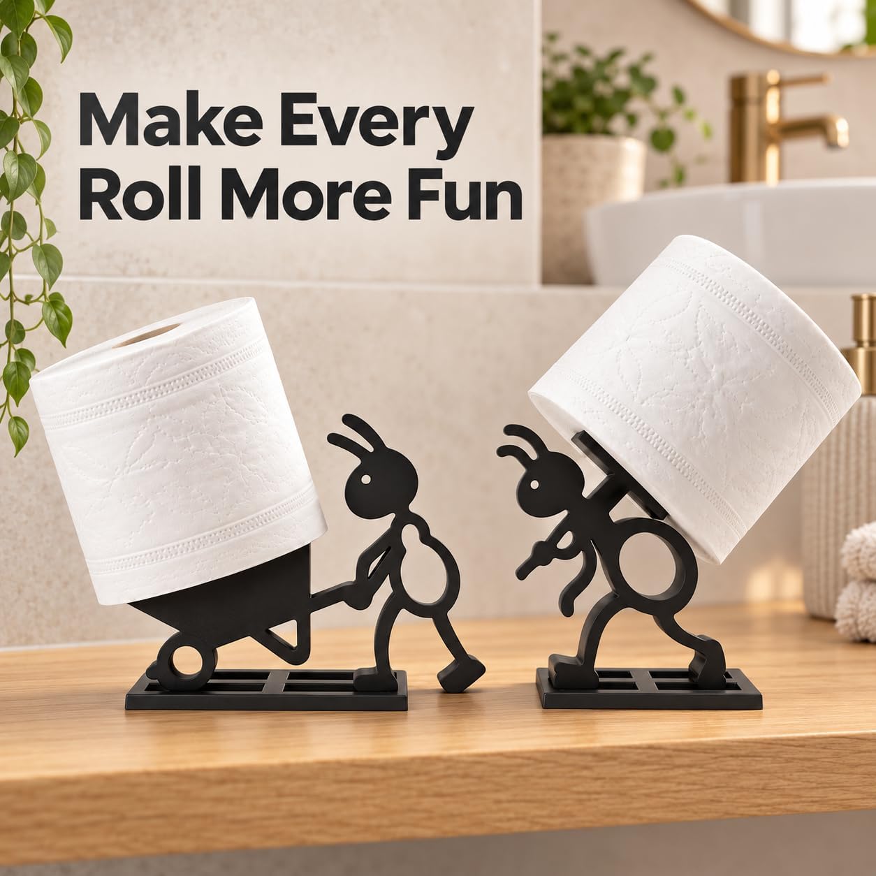 Funny Ant Toilet Paper Holder – Unique Ant Design Bathroom Decor, Toilet Paper Roll Stand for Bathroom, Rustic, Modern or Farmhouse Style, Fun Gift for Home, Friends & Family
