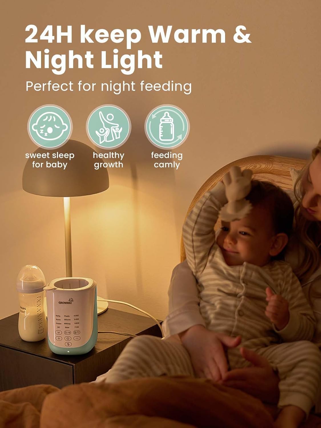 Grownsy Auto-Lift Nutri Bottle Warmer for Breastmilk & Formula, Green