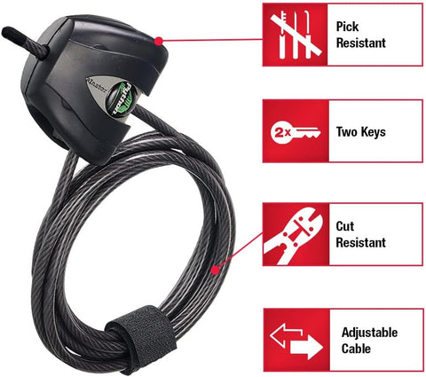 Master Lock Python Cable Lock Heavy Duty, Keyed, Anti-Theft 2-Pack, 8417TEC