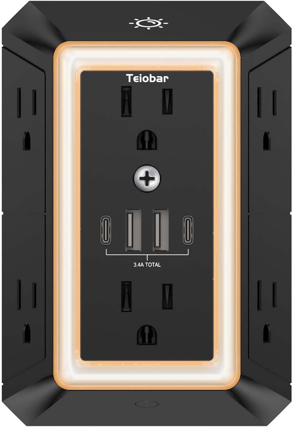 Multi Plug Wall Outlet Surge Protector with 6-Outlet & 4 USB Ports(2USB-C)