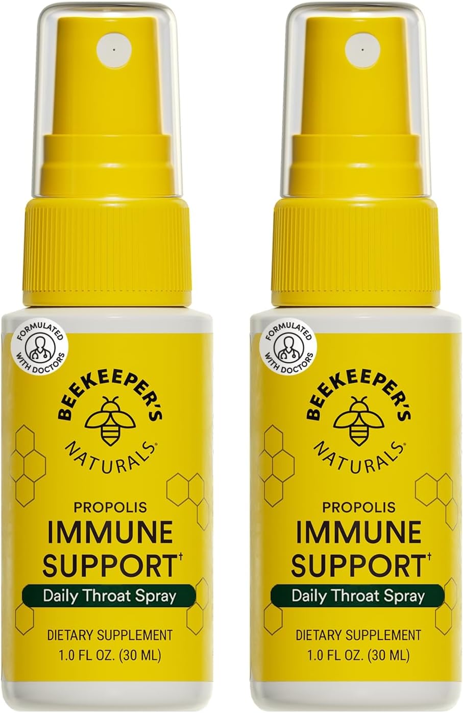 Beekeeper's Naturals Propolis Throat Spray for Daily Immune Support 1oz 2pk