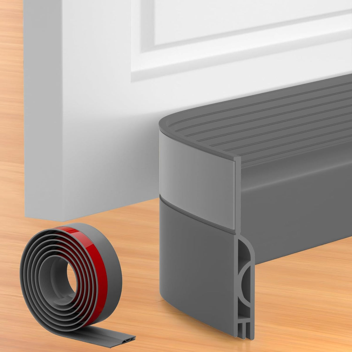 Door Draft Stopper, Door Sweep, Weather Stripping Seal 78Inch Gray