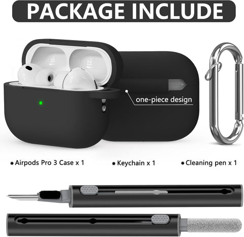 Ljusmicker for AirPods Pro 3 Case 2025 with Cleaner Kit,Black