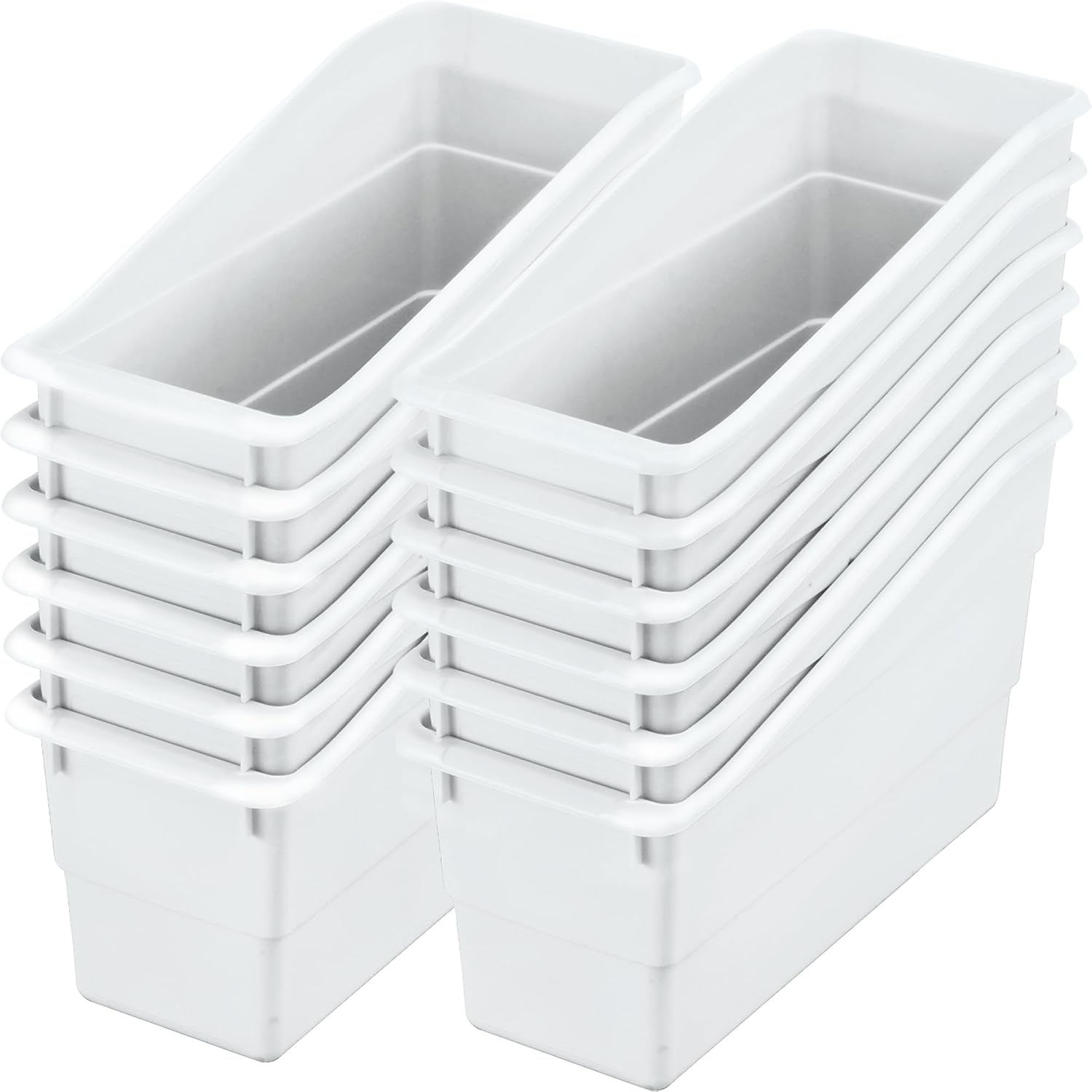 Really Good Stuff Durable Book & Binder Holders, 12-Pack, White